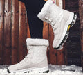 Exclusive High-Top Platform Cotton Shoes — Beige — Size 36 — Front View