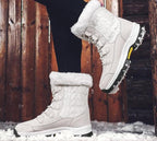Exclusive High-Top Platform Cotton Shoes — Beige — Size 36 — Front View
