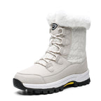Exclusive High-Top Platform Cotton Shoes — Beige — Size 36 — Lifestyle View