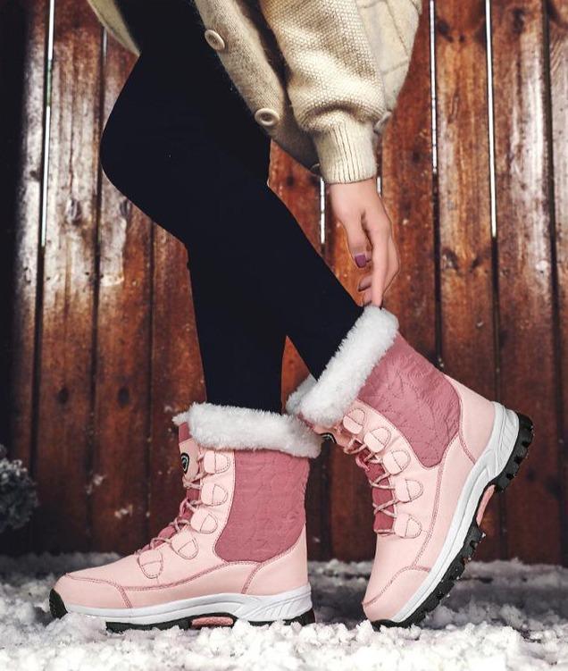 Exclusive High-Top Platform Cotton Shoes — Beige — Size 36 — Back View