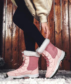 Exclusive High-Top Platform Cotton Shoes — Beige — Size 36 — Back View