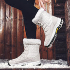Exclusive High-Top Platform Cotton Shoes — Beige — Size 36 — Detail View
