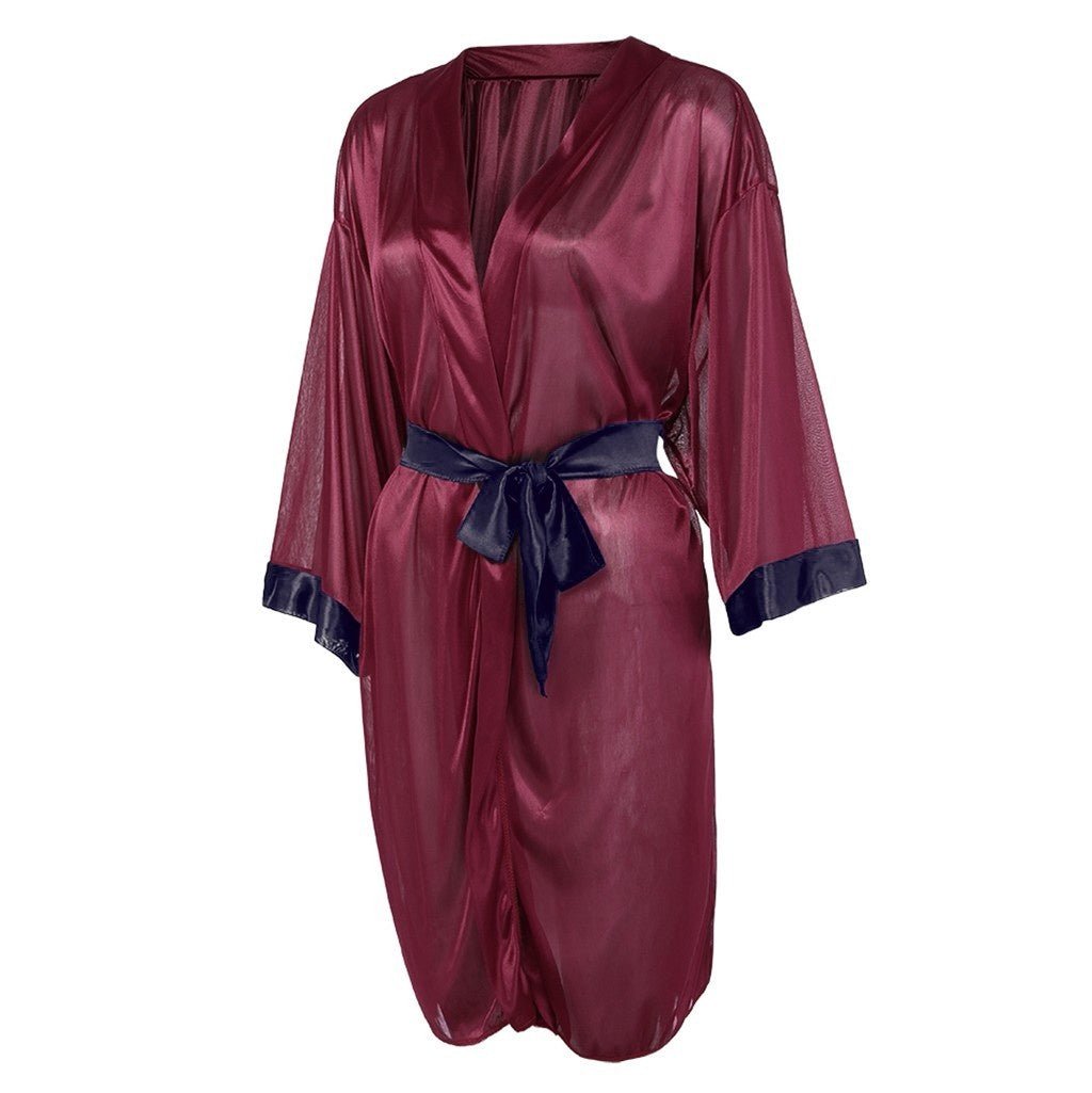 Exclusive Seduction Plus-size Pajama Suit — Wine red — Size S — Lifestyle View