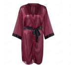 Exclusive Seduction Plus-size Pajama Suit — Wine red — Size S — Back View