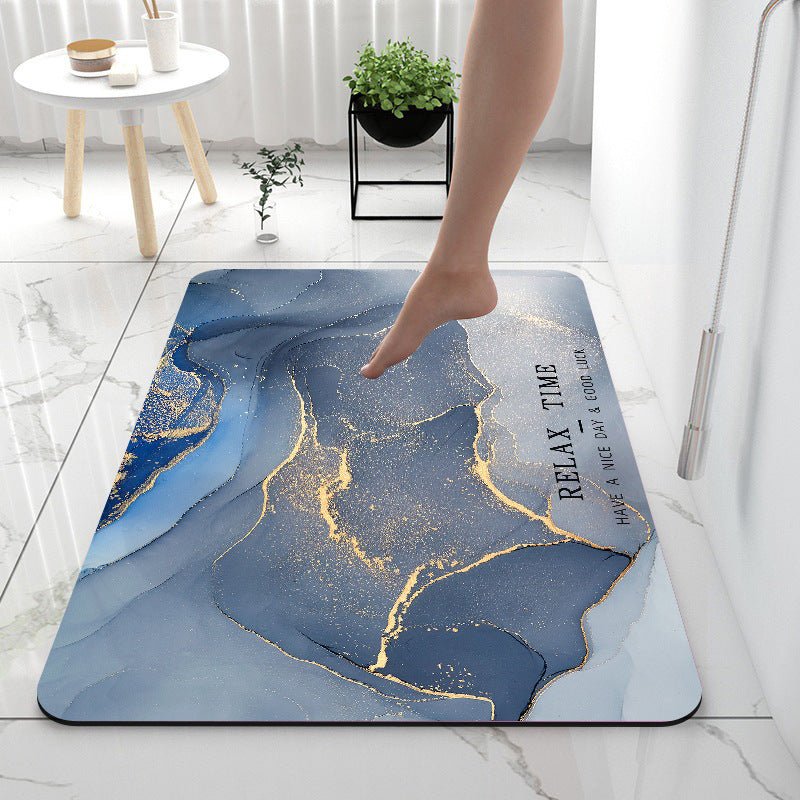 Exclusive Super Absorbent Bathroom Floor Mat — Marble Begonia Red — Size 40x60cm — Front View