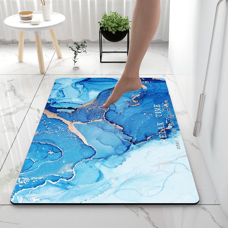 Exclusive Super Absorbent Bathroom Floor Mat — Marble Begonia Red — Size 40x60cm — Top View