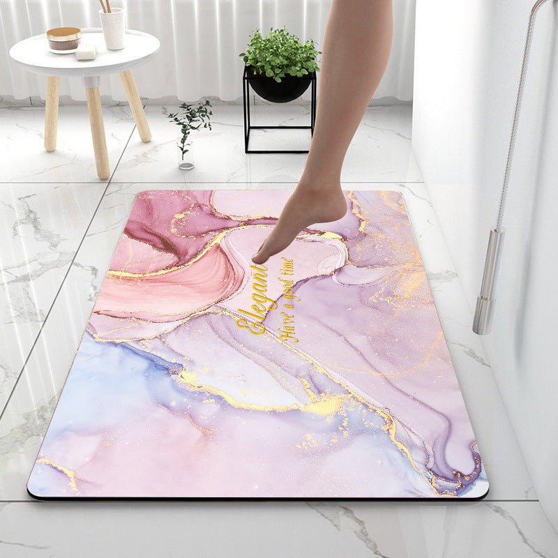 Exclusive Super Absorbent Bathroom Floor Mat — Marble Begonia Red — Size 40x60cm — Detail View