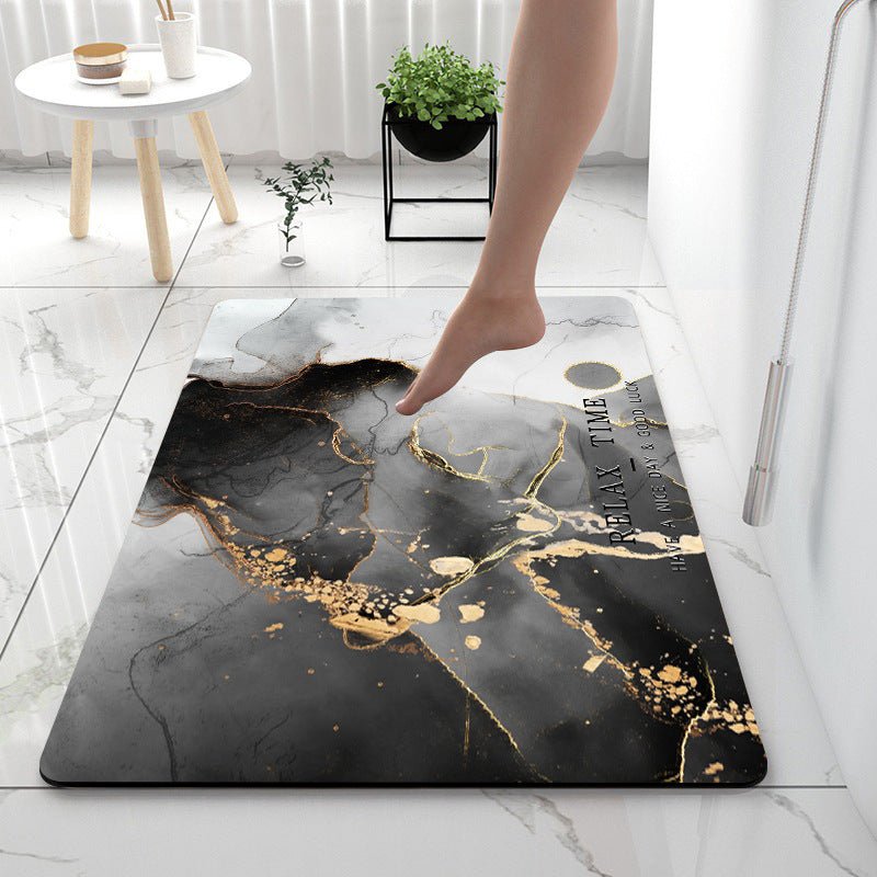 Exclusive Super Absorbent Bathroom Floor Mat — Marble Begonia Red — Size 40x60cm — Back View