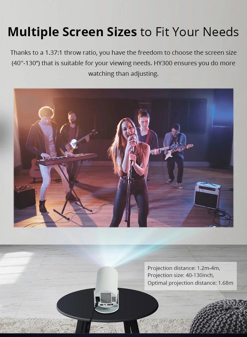 Exclusive HY300 Home Projector – Portable 720p Smart Android Projector for Indoor & Outdoor Movies — White — Size AU — Alternate View 13