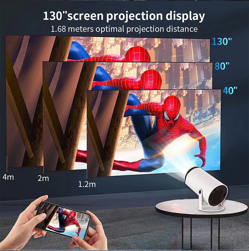 Exclusive HY300 Home Projector – Portable 720p Smart Android Projector for Indoor & Outdoor Movies — White — Size AU — Alternate View 9