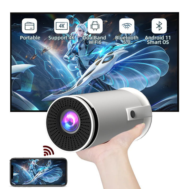 Exclusive HY300 Home Projector – Portable 720p Smart Android Projector for Indoor & Outdoor Movies — White — Size AU — Lifestyle View