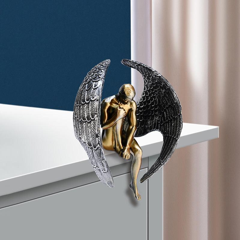 Exclusive Contemplative Angel Resin Ornaments — Silver — Front View