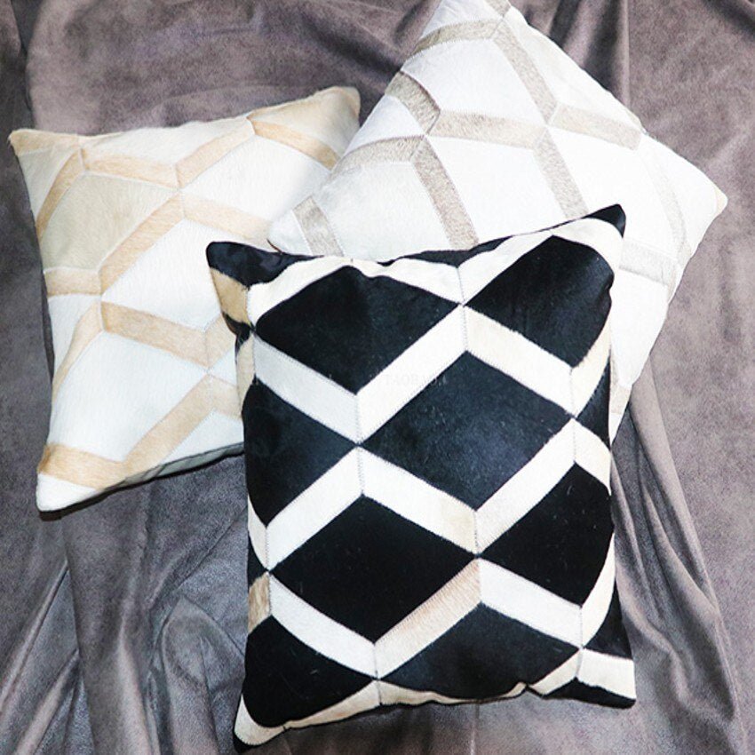 Exclusive Home sofa cowhide pillow — 2 style — Size 45X45CM — Back View