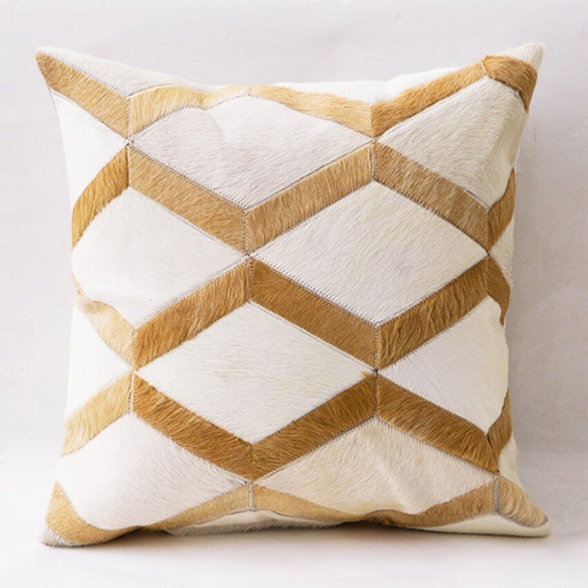 Exclusive Home sofa cowhide pillow — 2 style — Size 45X45CM — Side View