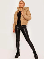Exclusive Hooded Bread Jacket Down Girl — Black — Size L — Side View