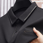 Exclusive Ice Silk Short Sleeve T-shirt Men's Shirt Collar Summer Polo Shirt Loose Clothes Split — Army Green — Size L — Alternate View 12