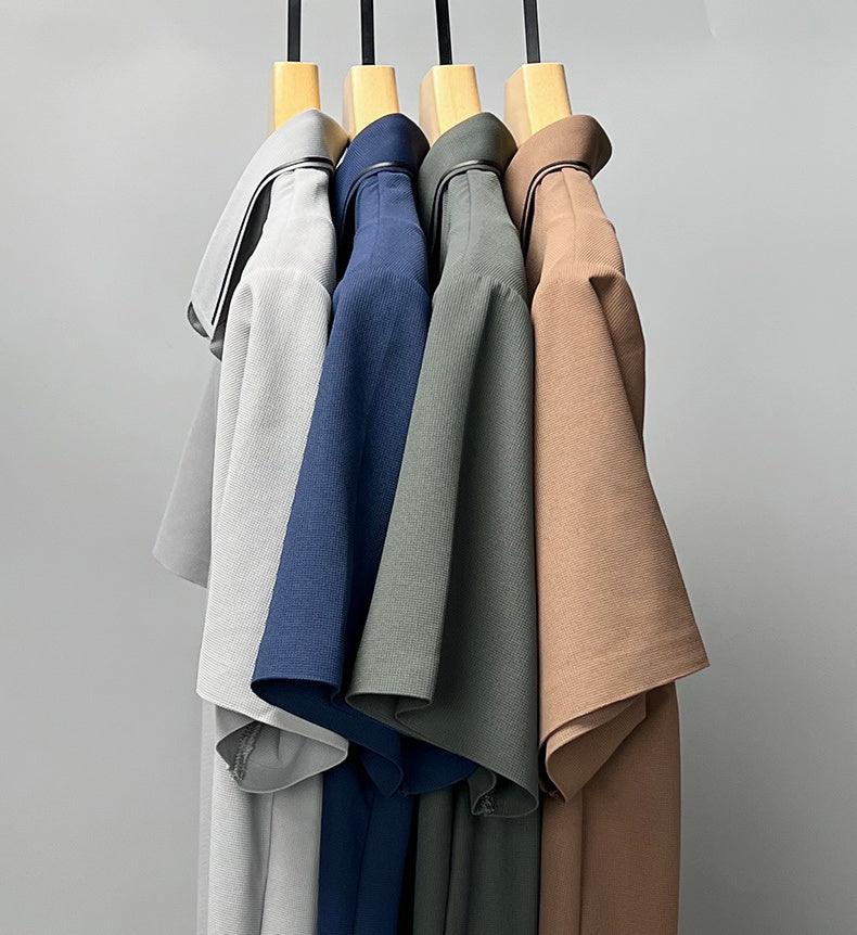 Exclusive Ice Silk Short Sleeve T-shirt Men's Shirt Collar Summer Polo Shirt Loose Clothes Split — Army Green — Size L — Alternate View 8