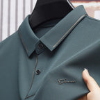 Exclusive Ice Silk Short Sleeve T-shirt Men's Shirt Collar Summer Polo Shirt Loose Clothes Split — Army Green — Size L — Alternate View 13