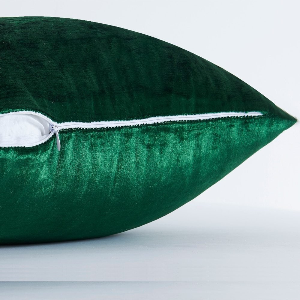 Exclusive Ice velvet pillow cushion bedroom pillow — Green — Size 45x45cm — Back View