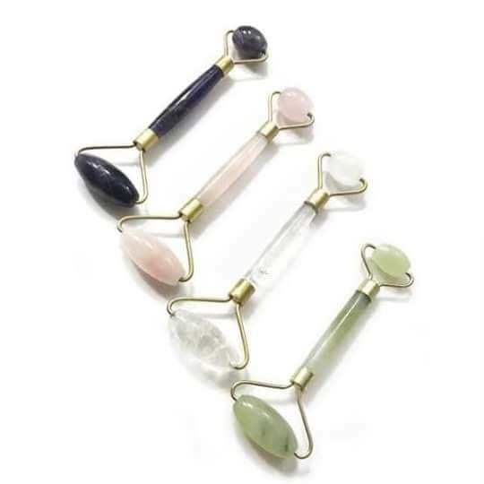 Exclusive Jade Roll Massager Relieves Facial Tension — Dark green — Size Q 2pc — Width Style11 — Back View