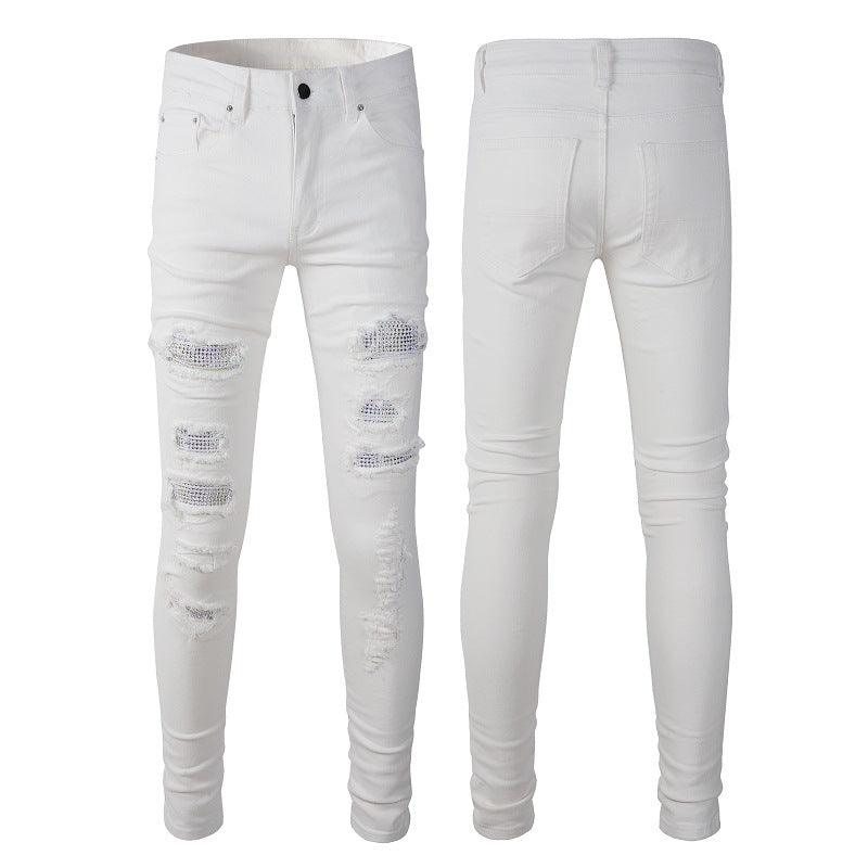 Exclusive Men's Ripped Stretch Jeans — White — Size 28 — Alternate View 7