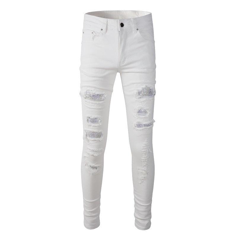 Exclusive Men's Ripped Stretch Jeans — White — Size 28 — Alternate View 10