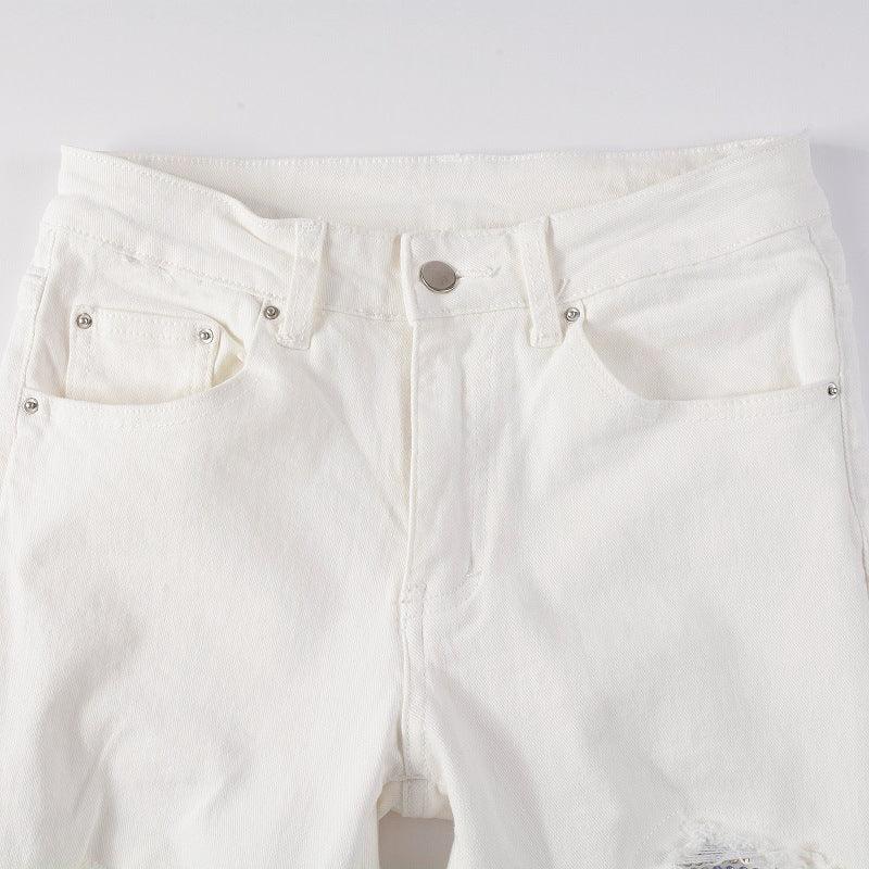Exclusive Men's Ripped Stretch Jeans — White — Size 28 — Alternate View 9