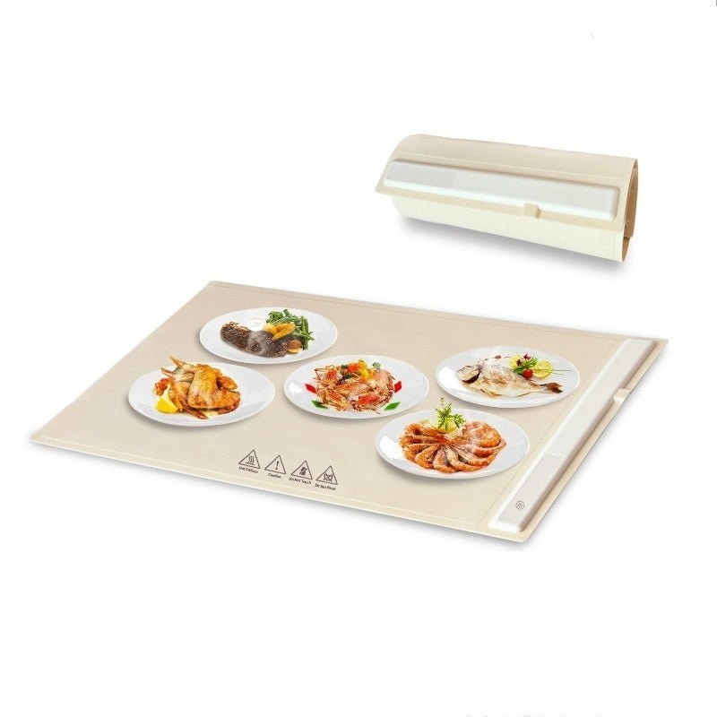 Exclusive Electric Warming Tray | Adjustable Food Heater Buffet — Graphene Beige Large — Size US — Detail View