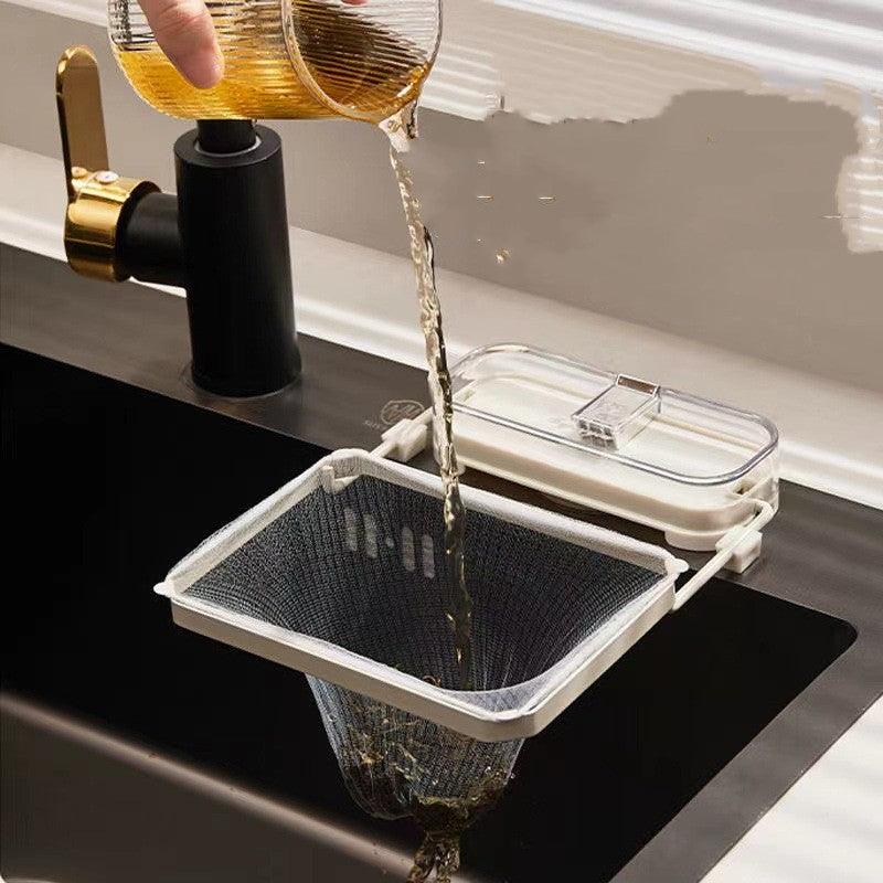 Exclusive Kitchen Sink Filter Rack | Stainless Steel Drain Strainer — Gray Black Silver 100 Pieces — Side View