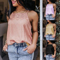 Exclusive Lace Stitching Casual Ladies Blouse — Black — Size L — Front View