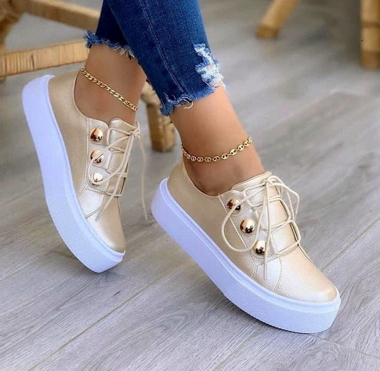 Exclusive Women Rivet Casual Shoes — Black — Size Size35 — Side View