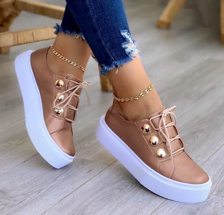 Exclusive Women Rivet Casual Shoes — Black — Size Size35 — Back View