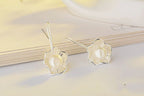 Exclusive Ladies Silver Pearl Lotus Earrings — Silver lotus — Top View