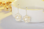 Exclusive Ladies Silver Pearl Lotus Earrings — Silver lotus — Back View