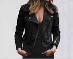 Exclusive Lapel And Diagonal Zipper Short Women's Clothing — Black — Size 2XL — Alternate View 7