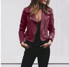Exclusive Lapel And Diagonal Zipper Short Women's Clothing — Black — Size 2XL — Alternate View 8