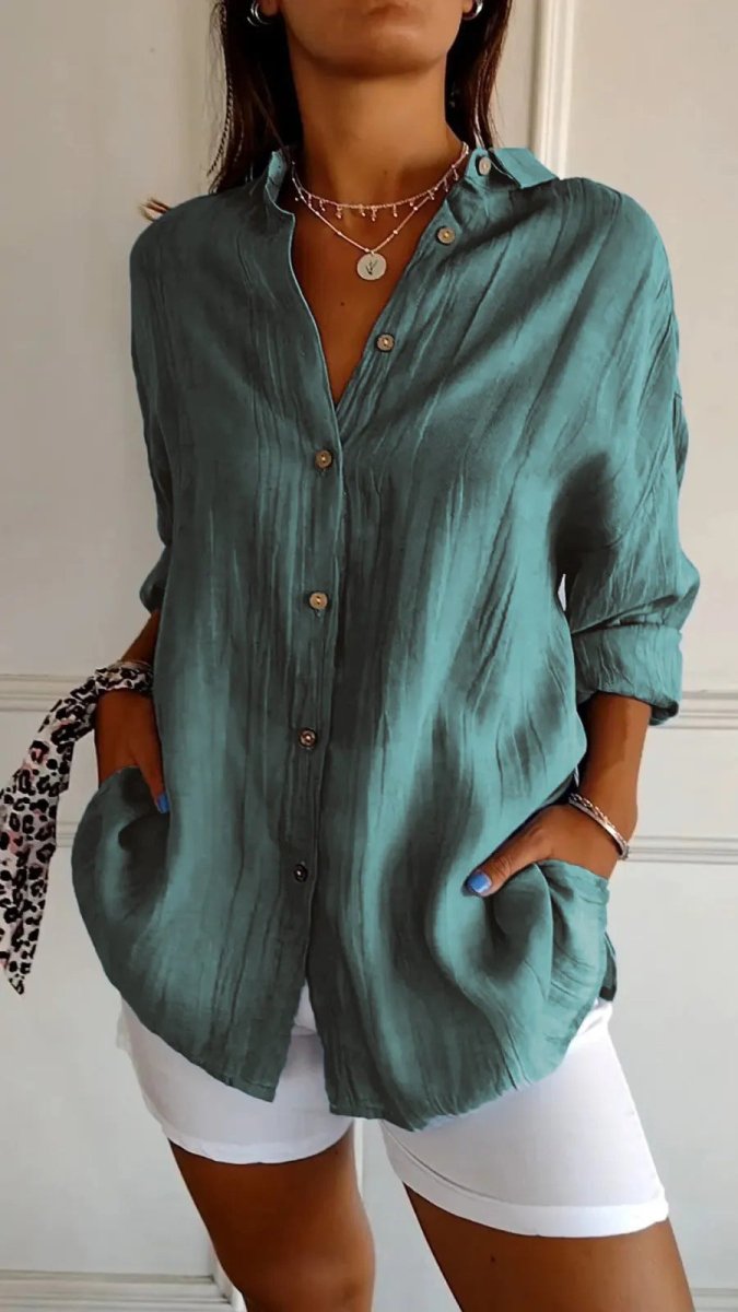 Exclusive Lapel Long Sleeve Shirt — Black — Size 3XL — Alternate View 9