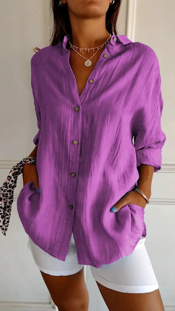 Exclusive Lapel Long Sleeve Shirt — Black — Size 3XL — Side View