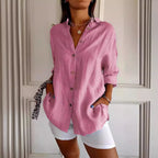 Exclusive Lapel Long Sleeve Shirt — Black — Size 3XL — Top View