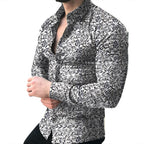 Exclusive Lapel printed long-sleeved casual floral shirt — Black — Size 3XL — Alternate View 10