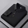 Exclusive Lapel Traceless Ventilation Fashion Fashion Short-sleeved T-shirt Polo Shirt — Black — Size 2XL — Front View