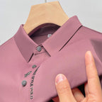Exclusive Lapel Traceless Ventilation Fashion Fashion Short-sleeved T-shirt Polo Shirt — Black — Size 2XL — Lifestyle View