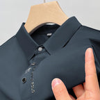 Exclusive Lapel Traceless Ventilation Fashion Fashion Short-sleeved T-shirt Polo Shirt — Black — Size 2XL — Detail View