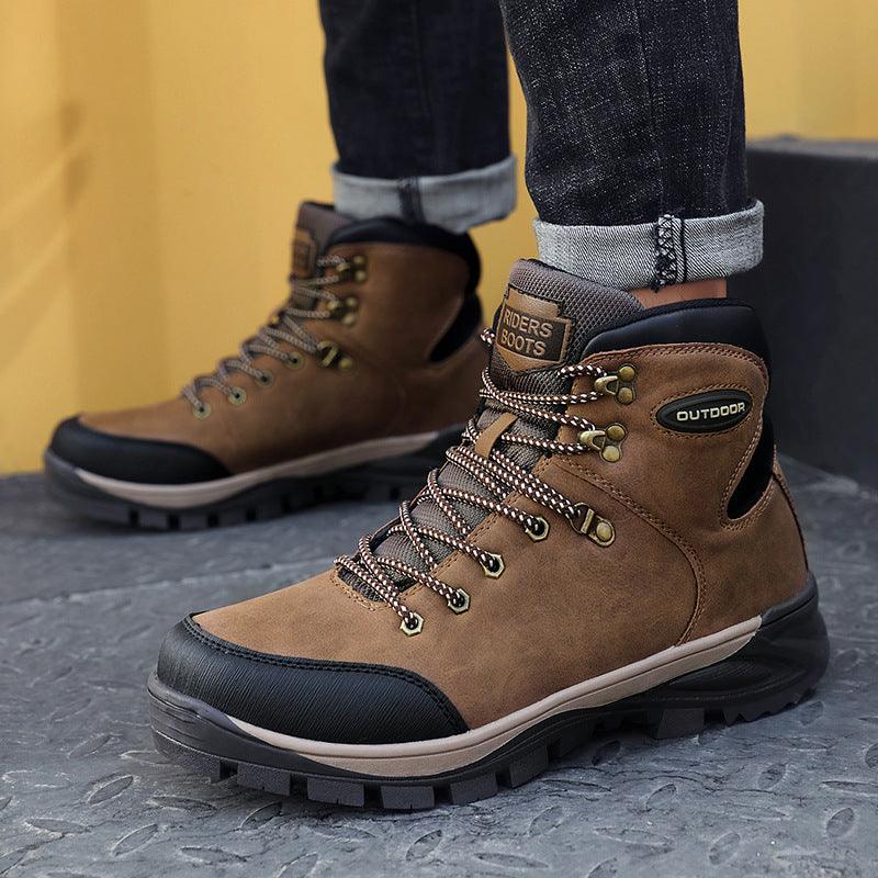 Exclusive Large Size Winter Men's Boots — Black — Size 40 — Front View