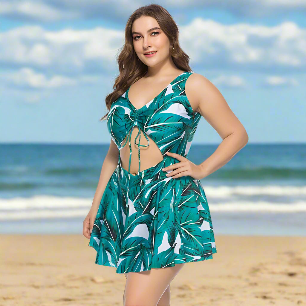 Exclusive Large Skirt One-Piece Dress | Elegant & Flattering Fit — Black — Size 3XL — Front View