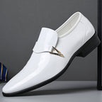 Exclusive Men's Classic Casual Leather Shoes — Black — Size 38 — Front View