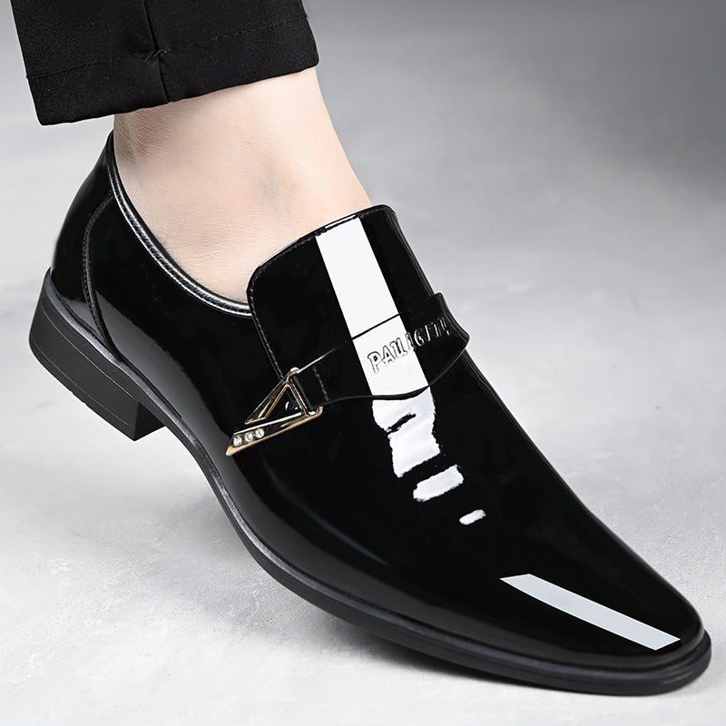 Exclusive Men's Classic Casual Leather Shoes — Black — Size 38 — Detail View