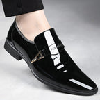 Exclusive Men's Classic Casual Leather Shoes — Black — Size 38 — Detail View