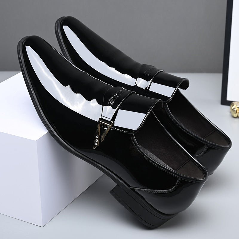 Exclusive Men's Classic Casual Leather Shoes — Black — Size 38 — Back View