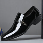 Exclusive Men's Classic Casual Leather Shoes — Black — Size 38 — Side View